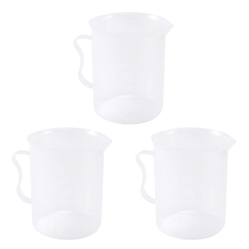 3X Measuring Jug 250ML Graduated Beaker Clear White Plastic Cup
