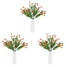 24Pz Fiori Artificiali Impianto UV All'Aperto,Piante di Arbusti Verdi di 8 Rami Decorazione Esterna del Giardino 'Ufficio di Cerimonia Nuziale