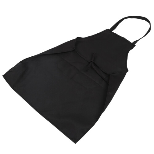 6X Unisex 2 Pocket Black Kitchen Apron Bib, One Size in Medium