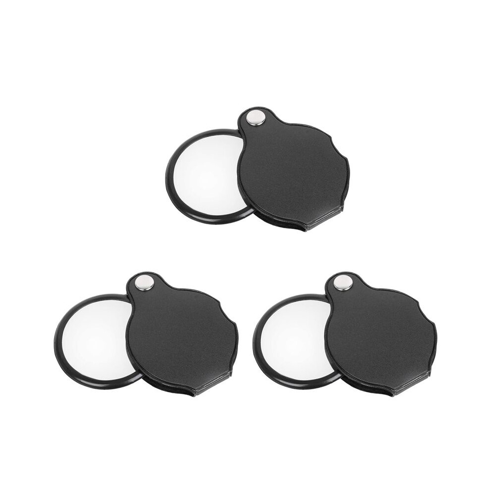 3X Folding Fold Away Pocket Magnifying Glass Magnifier Lens 3X Magnification Folding Leather Case Magnifying Glass