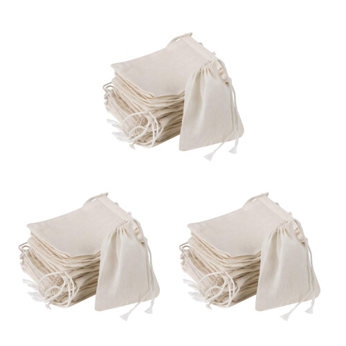 Sacos de AlgodãO com CordãO de 300 Peças, Sacos de Musselina, Sacos de Chá (4 X 3 Polegadas)