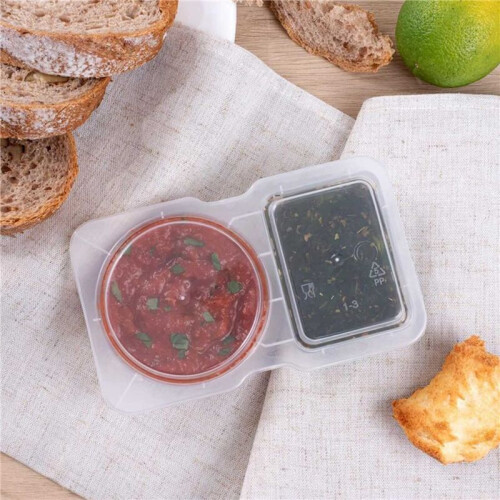 Double Compartment Condiment Container with Lids - 3 Oz 2 Compartment Snack Containers Reusable Sauce Containers 30PCS 1