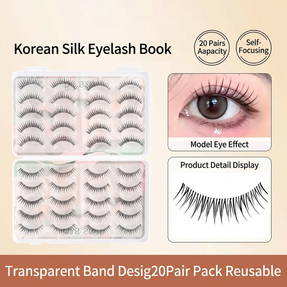 Creation-3C Korean False Eyelashes 40 Pairs, C Curl, Natural Look