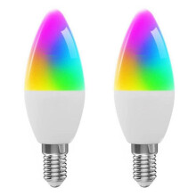 2X Ampoule Intelligente Tuya E14 à Intensité Variable en Spirale à Cinq Voies, Ampoule WiFi RVB, Télécommande et Commande Vocale 7 W