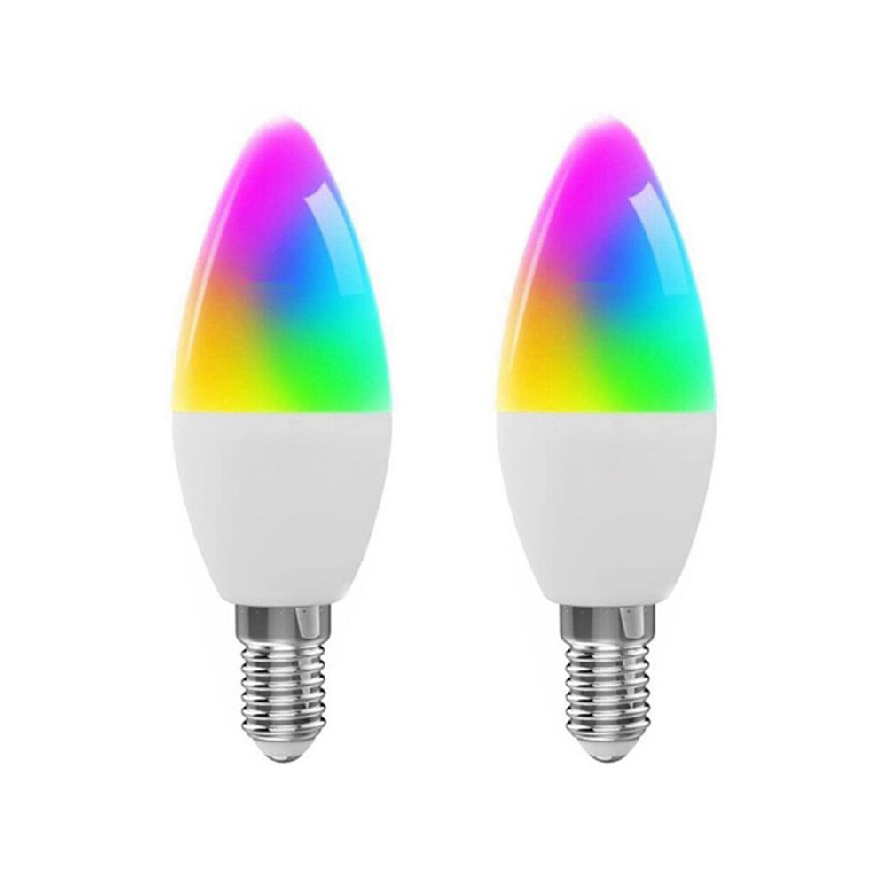 2X Tuya E14 Bulb Dimmable Five-Way Spiral Candle Bulb Wifi Rgb Bulb Remote Control And Voice Control 7W 6031533251663