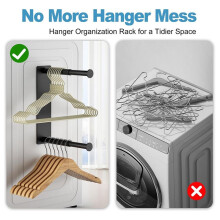 Hanger Organizer Stacker, Magnetic Hanger Holder, Extendable Hanger Storage Rack for Washing Machine Closet Laundry Room