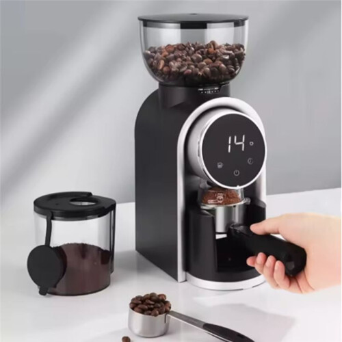 Automatic Electric Coffee Grinder Burr Mill with Visual Bean Storage for Espresso, American Coffee B US Plug 2