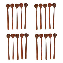 Long Spoons Wooden, 20 Pieces 10.9 Inches  Natural Wood Long Handle Round Spoons for Soup (Korean Style Soup Spoon)