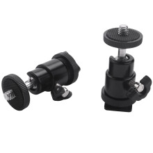 [4 Pack] with Hot Shoe Mount Adapter 360 Degree 1/4 Inch Small  Heads Swivel Micro-Ballhead for Dslr