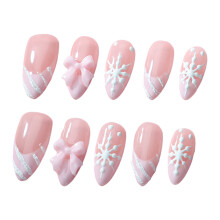(S) Faux Ongles Rose Amande French Tip Éco