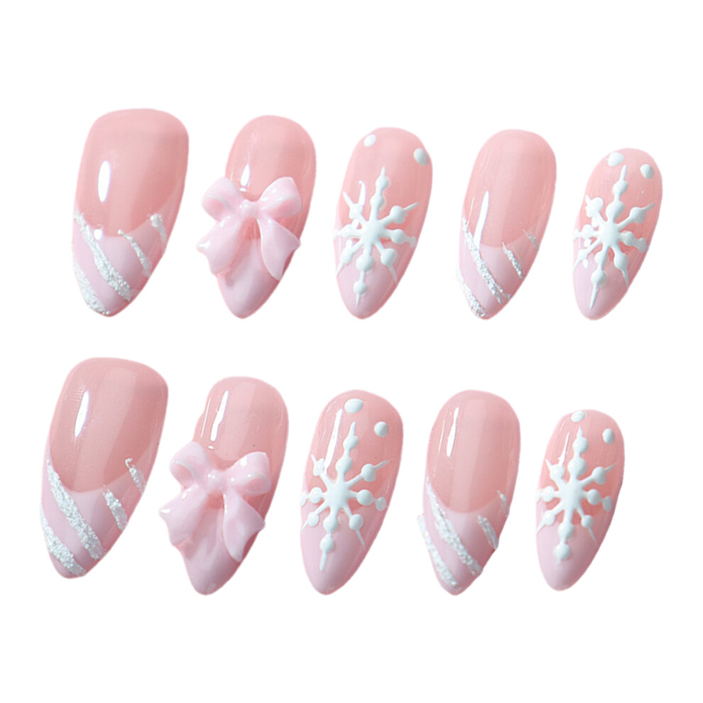 Creation-3C (S) Eco-Friendly Pink Almond French Tip False Nails