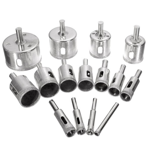 15pcs Diamond Coated Hole Saw Drill Bits, Tile, Marble, Glass, Ceramic Drill Bit Set, (6-50mm) 2