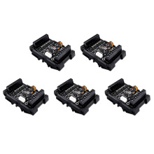 5X Placa de Controle Industrial PLC FX1N-14MT+Caixa MóDulo PLC Entrada/SaíDa AnalóGica com MóDulo de Relé de Atraso de Trilho de Guia