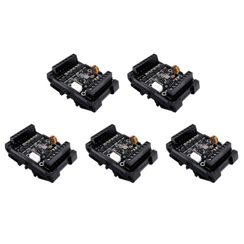 5X FX1N-14MT PLC Industrial Control Board+Case PLC Module Analog Input/Output avec Guide Rail Delay Relay Module