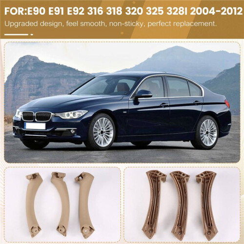 Door Pull Handle Set Replacement for  3 Series E90 E91 E92 316 318 320 325 328i 2004-2012 RHD Beige-Yellow 2