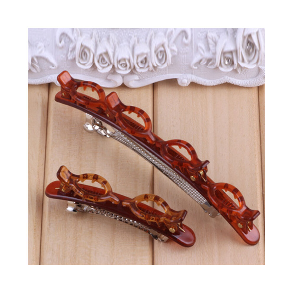 Phui-Pet-Supplies (Coffee) Double Layer Bangs Hairpin Clip 2Pcs