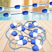 10m Blue White Pool Safety Rope Floating Lane Divider with Hooks, Visibility Dual Color Design