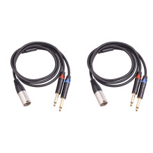 2X Doppio Cavo Sdoppiatore un Y Maschio da 6,35 mm da 1/4 Pollice un XLR Maschio, Cavo per Microfono Audio da 3 Pin XLR Maschio un Doppio Connettore