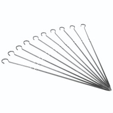 Stainless Steel BBQ Skewers Set 23.5 Inch Long Flat Non‑Rotating Design with Metal Storage Tube