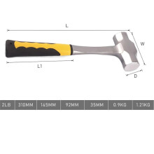 Sledge Hammer Heavy Duty One-Piece Brick Drilling Crack Hammers Building Construction Engineer Hammer (Size : 2LB)