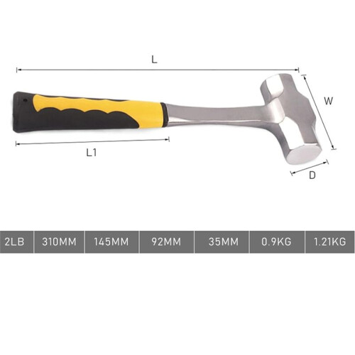 Sledge Hammer Heavy Duty One-Piece Brick Drilling Crack Hammers Building Construction Engineer Hammer (Size : 2LB)