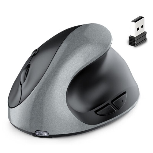 Rechargeable Dual Mode USB 2.4G Wireless +  Mouse Vertical Ergonomic Optical Mice for Computer Notebook Gray