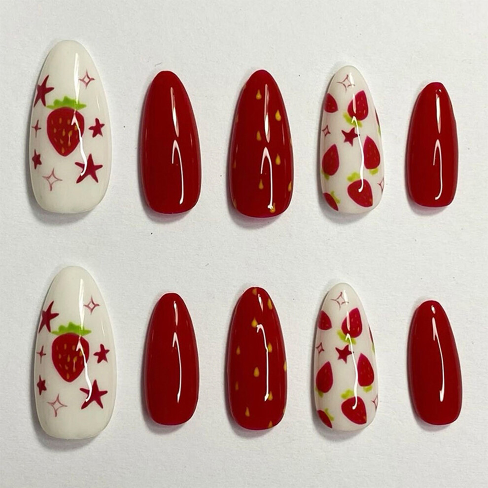 Dachuang Beauty Strawberry Star Press On Nails 24Pcs