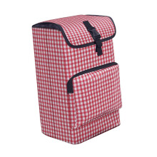 30L Waterproof Oxford Shopping Trolley Bag with Safety Buckle and Front Pocket Red