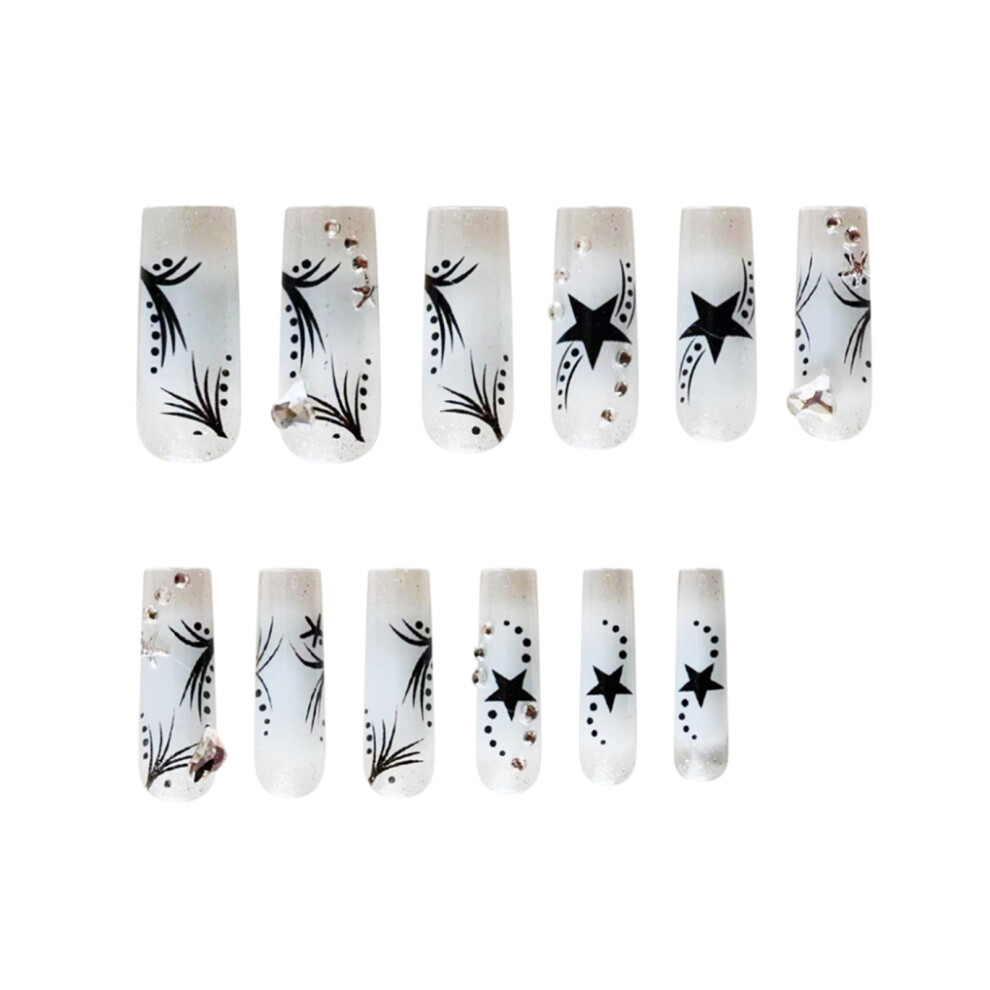 Zhouq-Outdoors (Jelly Glue Model) Black Pentagram Transparent Fake Nails For Manicure