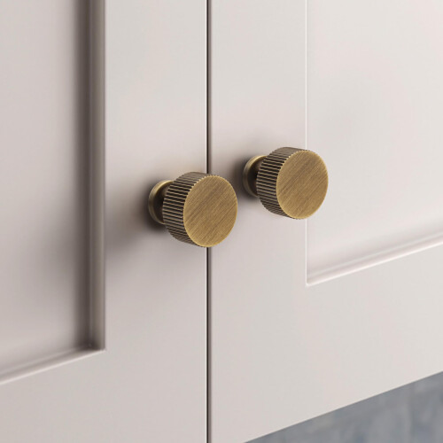 Antique Brass Cabinet Knobs Set of 6, Durable Solid Brass Drawer Pulls 1 Inch Vintage Finish 2