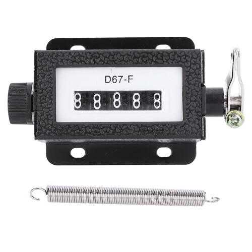 5 Digit Mechanical Count Counter  with Rotary Resettable Black & Spring 1