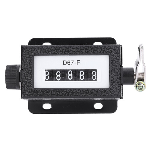 Black 5 Digit Mechanical Count Counter  with Rotary Reset Button & Spring 2