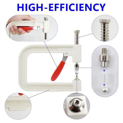 Pearl Setting Machine Hand Press Tools with 5 Size of Round White Pearl Beads Rivet Studs for Decorating Clothes 2