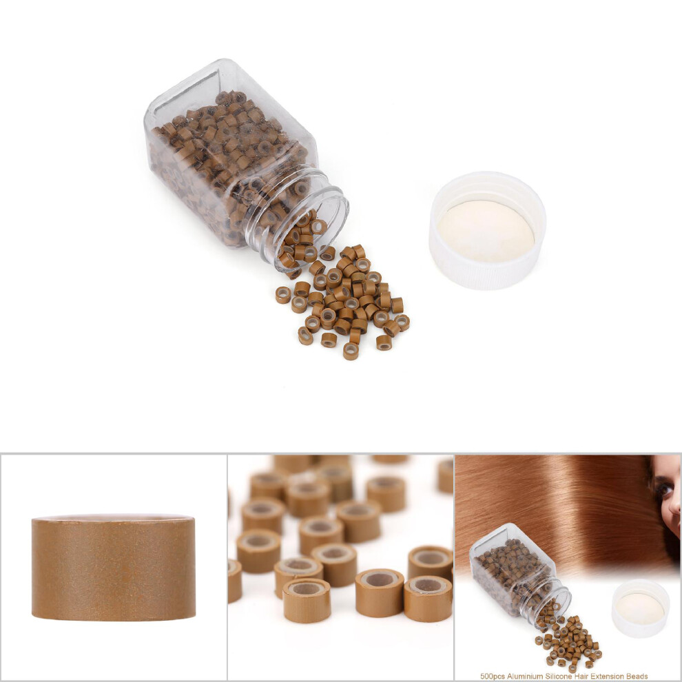Unisex Brown Light Aluminium Silicone Beads Hair Tubes