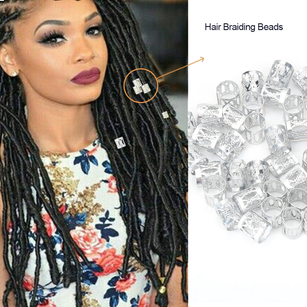 Silver 50 Hair Braid Cuff Beads