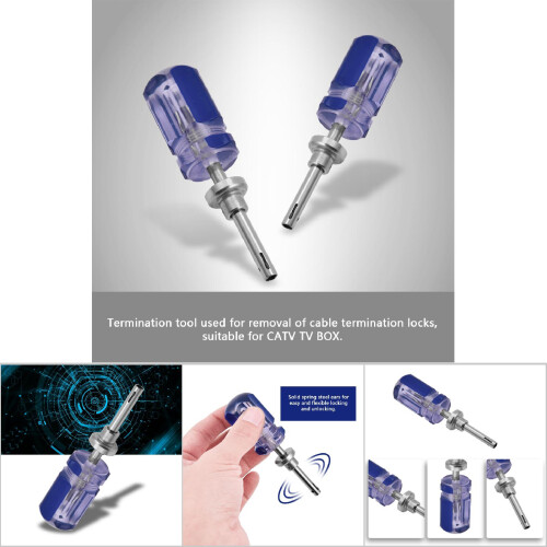 4in Locking Unlocking Tool for CATV TV Boxes Cable - Durable Blue Iron 2