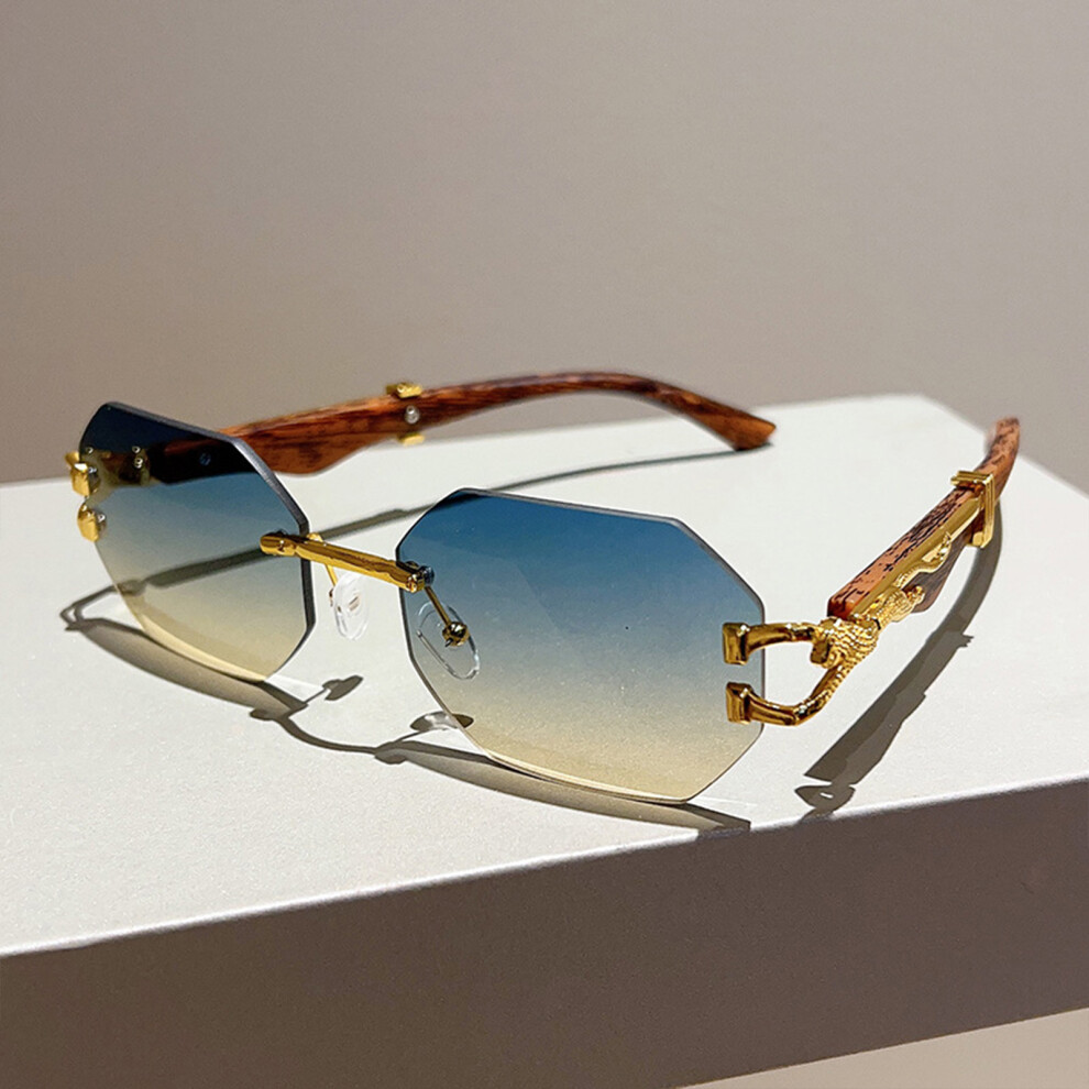 Roc-Electron Blue/Light (6) Uv400 Retro Rimless Sunglasses For Sun Protection