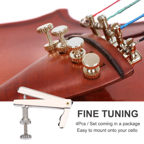 4Pcs Silver Metal Fine Tuner String Adjusters for 3/4 4/4 Cello 1