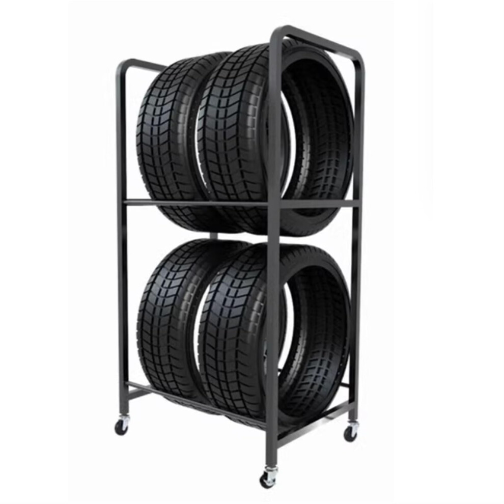Adjustable Garage Tire Storage Rack With 360 Lockable Wheels, Heavyduty Steel Wheel And Rim Stand 9351714796279
