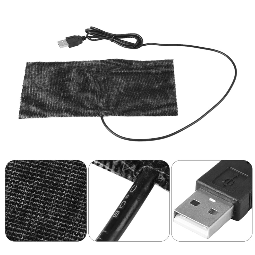Black 5V Usb Carbon Fiber Heating Mat 20*10Cm Portable Warm Blanket 8481389235405