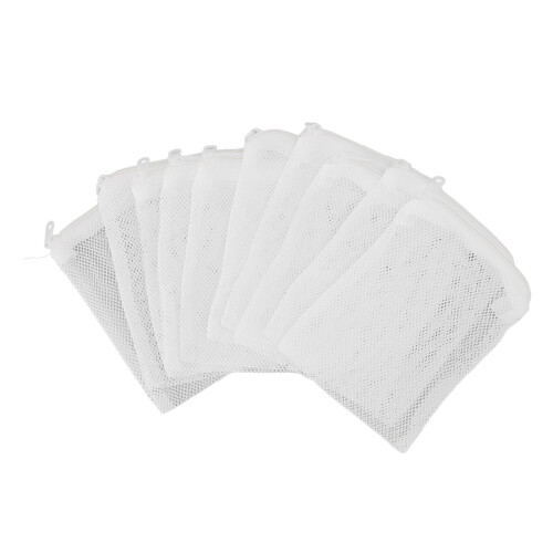 10pcs Nylon Filter Bags 1.5mm Mesh 10x15cm White