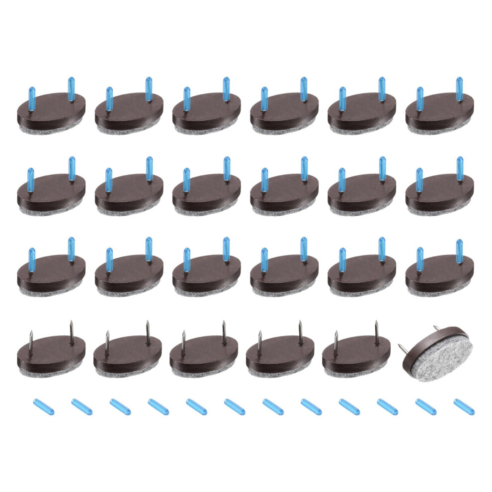 Furniture Felt Pads 24 Pack Brown Nailon Oval Leg Protectors For Wooden Chairs Tables Floor Safety 9092120015270
