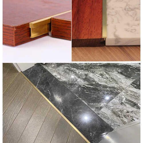 Brass Floor Transition Strip Wood to Tile, Solid Brass Threshold Trim, Smooth Edge, Heavy‑Duty Rust‑Resistant Finish 1
