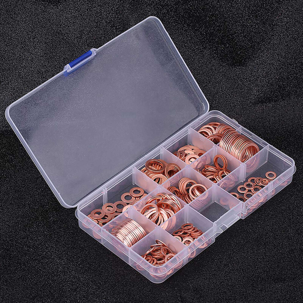 280Pcs Copper Washers Assorted 12 Sizes Seal Flat Rings Kit 4641389235803
