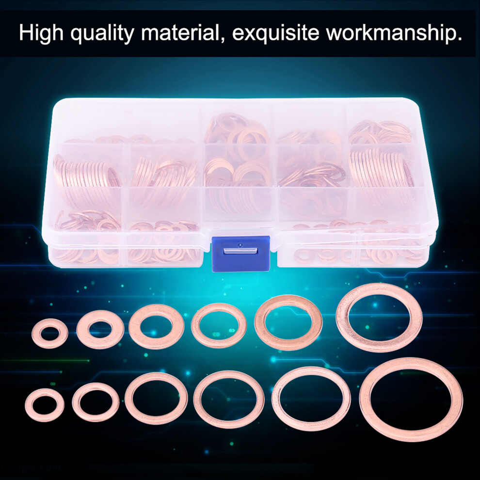 280Pc Copper Crush Washers 12 Size Kit 7293282660434