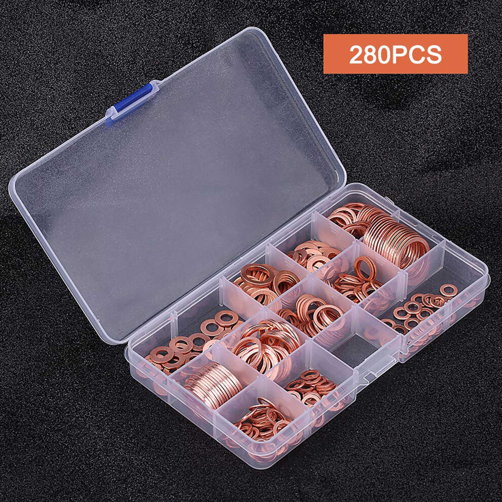 Copper Washer Assortment 280Pcs 12 Sizes Box 7293282678088