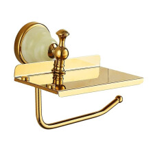 Toilet Paper Holder with Phone Shelf, Wall Mounted Brushed Gold Bathroom Accessories Dispenser
