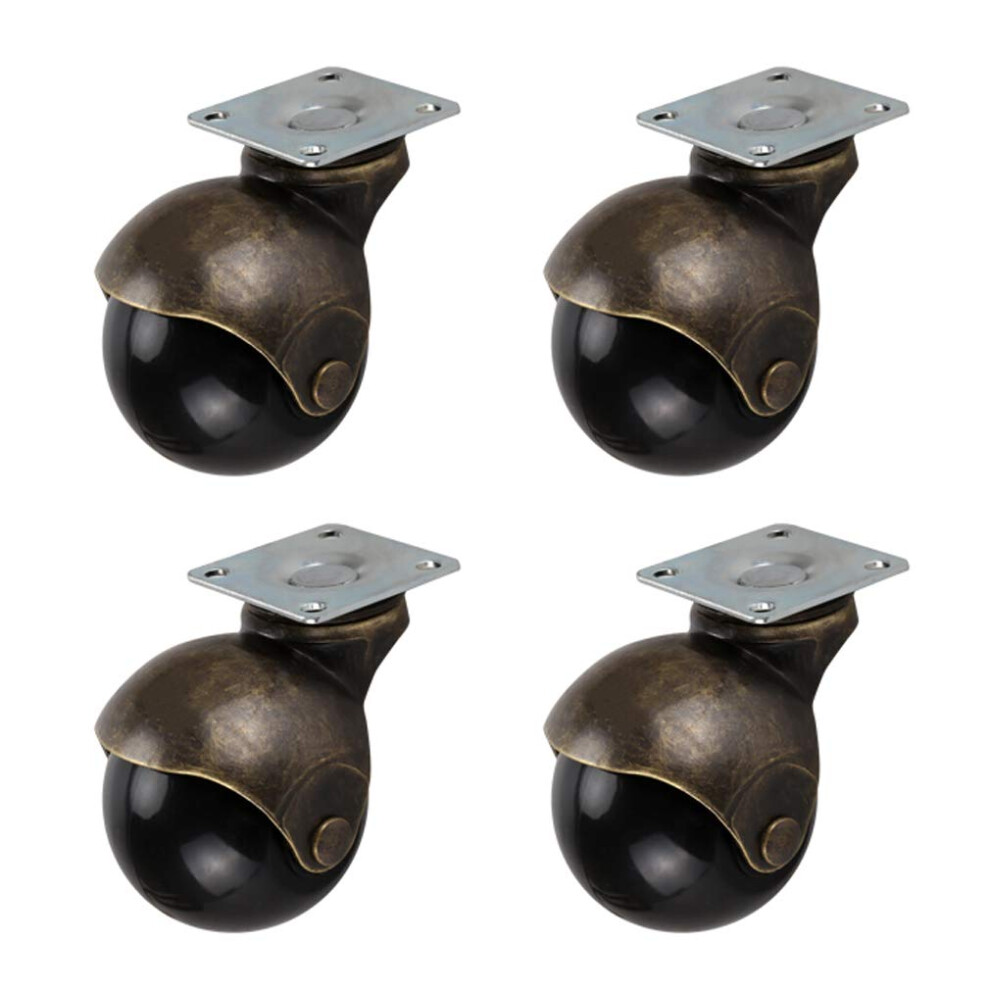 Antique Furniture Casters 2 Inch Oil Rubbed Bronze Ball Wheels With Brakes, 360 Swivel Smooth Silent 4 Pack 9073542996309