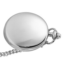 Slim Silver Quartz Pocket Watch with Chain Necklace Classic Analog Style