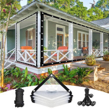 9x9FT Clear Waterproof Tarp Heavy Duty PVC Tarpaulin with Rustproof Grommets for Patio Garden